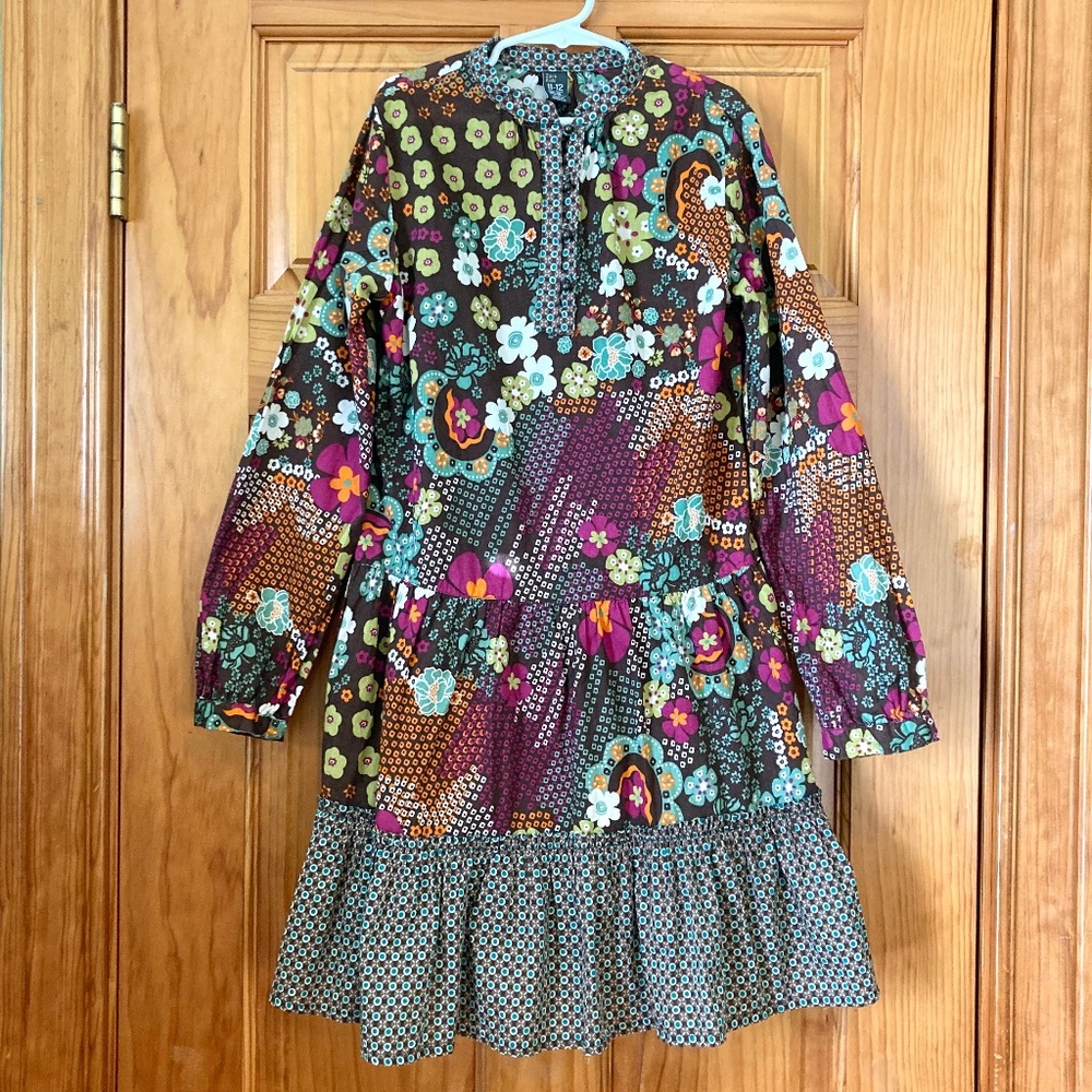 Zara Kids size 11-12 years long sleeves floral tiered dress